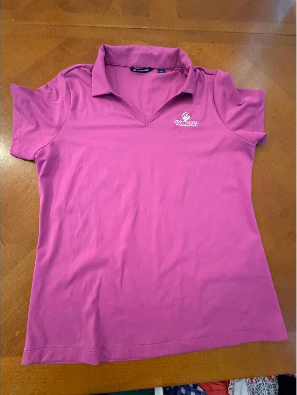 Cutter & Buck Port Royal Hilton Head Island Pink Polo Shirt Size Large